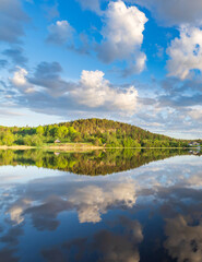 Beautiful lake with a mountain in the background