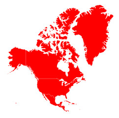 North America Red Map – Bold Silhouette Design