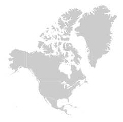 North America Gray Map – Neutral Silhouette Vector