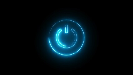 Neon power button concept.  Neon power on and off button illustration.