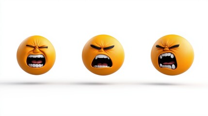 Obraz premium Cute and expressive angry emoji faces in a playful emoticon illustration style for creative projects and fun communication