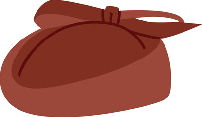 Pillbox Hat with Felt Bow Vector Illustration Isolated on Transparent Background