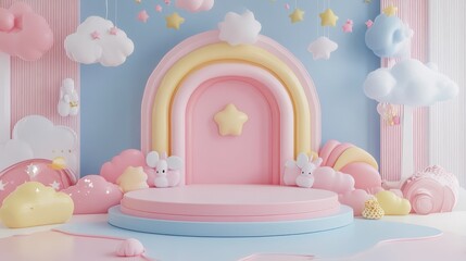 Podium product for kid with colorful theme