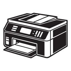 Digital Printer Icon in Black Silhouette for Graphic Projects