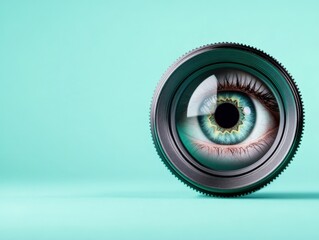 Eye sees through lens