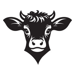 Silhouette Cow Head Vector Illustration Design For Agriculture Brands