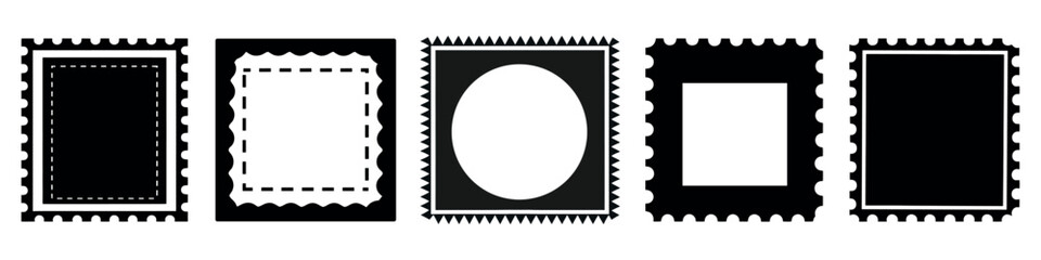 Vintage stamp frame collection, isolated element set vector