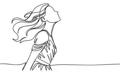 Freedom woman one line isolated on white background