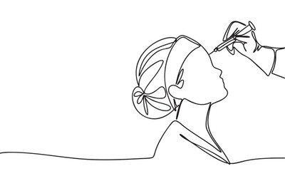 Beauty injection one line isolated on white background