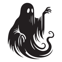 Spooky Ghost Silhouette Illustration Black Vector Frightening Spirit Image