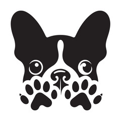 Boston Terrier Dog Vector Illustration with Paw Prints Cute Pet Design