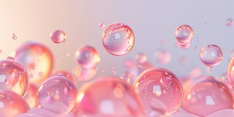 Delicate Pink Bubbles in Liquid