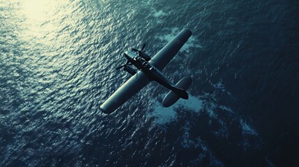 Obraz premium Beautiful plane flying over the ocean