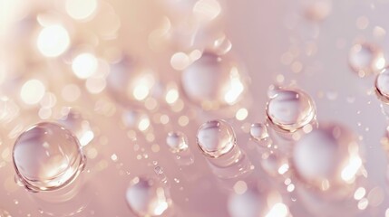 Delicate Water Drops in Soft Pink Light