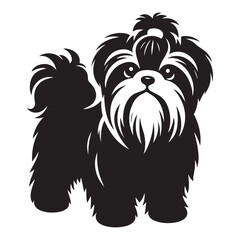 Adorable Shih Tzu dog vector illustration black silhouette cute puppy