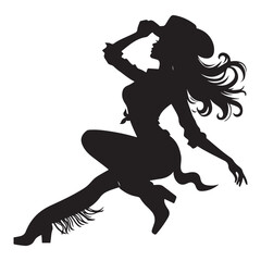 Cowgirl Silhouette Illustration Western Woman Posing With Cowboy Hat