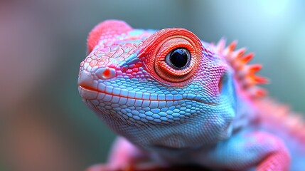 Fototapeta premium Close-up vibrant lizard portrait, nature scene