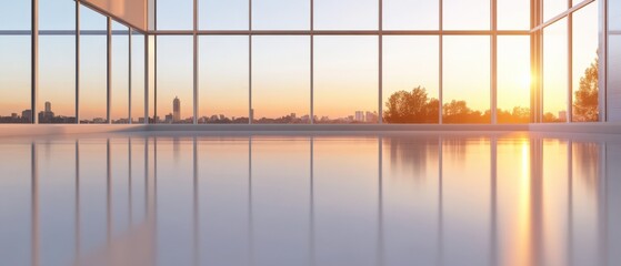 Empty room with city view