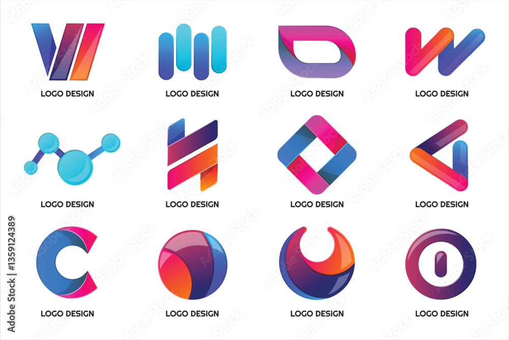 Fototapete modern style logo design and vector icon design set