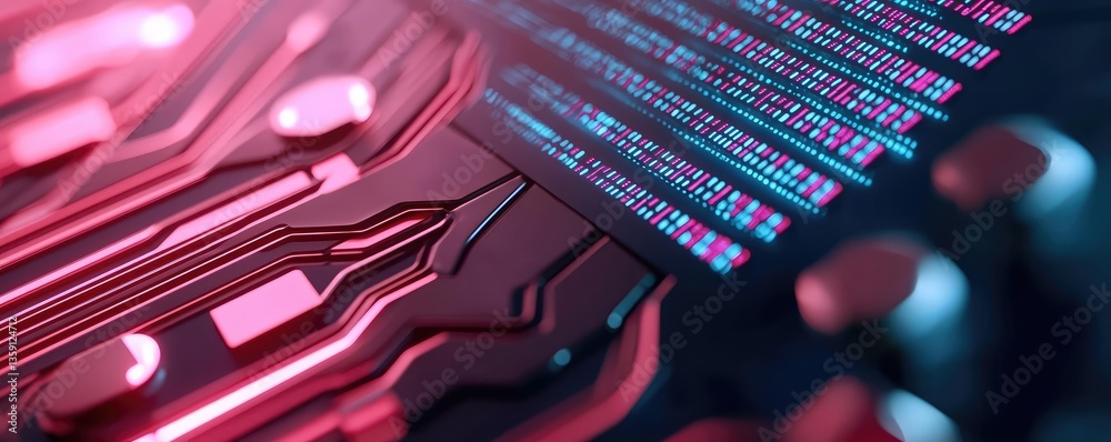 Aufkleber binary code background with scientific database and technology concept. close-up of a vibrant electr