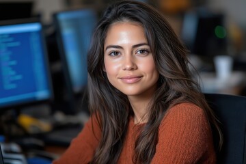 University student engaged in research at a computer workstation in a calm computer lab environment