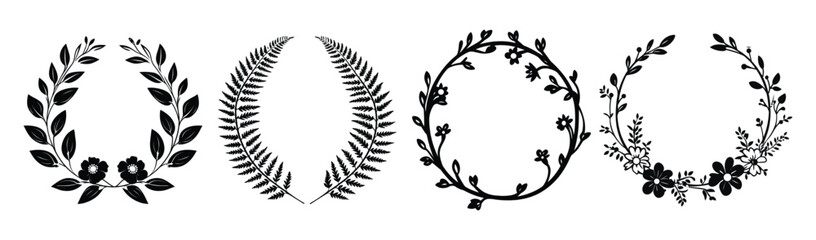 Obraz premium Elegant botanical wreath isolated illustration, vector set