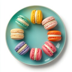 Obraz premium French macarons on a plate, isolated with a transparent backdrop