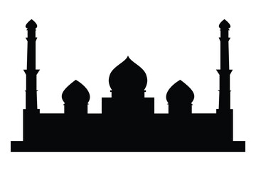 Mosque silhouette black and white background vector illustration