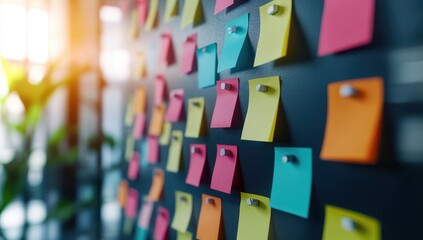 Vibrant Sticky Notes on a Dark Board - Inspiring Ideas