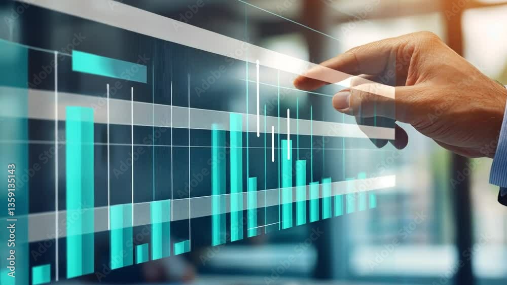 Poster project manager analyzes task progress with digital milestones generative ai