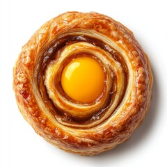 Fototapeta premium A delectable custard Danish, highlighted against a transparent backdrop