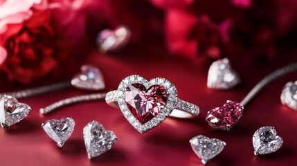 Fototapeta premium diamond ring on pink background