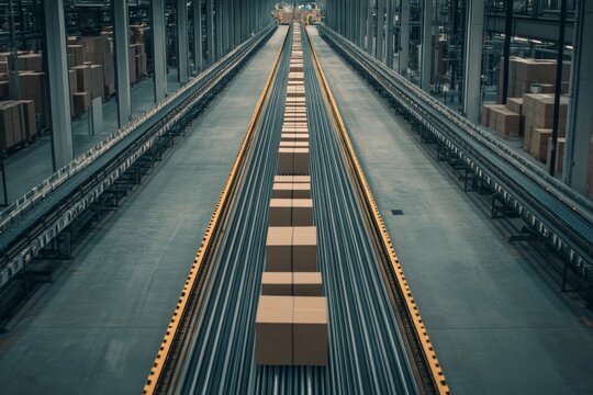 High-Tech Automated Manufacturing Facility with Conveyor Belts for Efficient Production