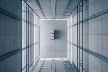 Fototapeta premium Modern Concrete Architectural Interior Design with Steel Structure, Empty Hallway, Minimalist Style