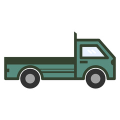 Green pick up car for loading goods