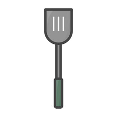 Silver spatula with green handle