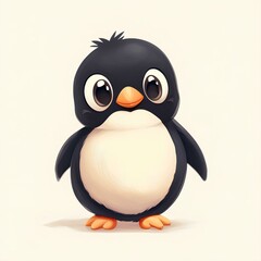 Obraz premium Cute baby Tiny penguin character, cartoon, webtoon, illustration. 