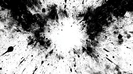 Dynamic black ink splatter on white background