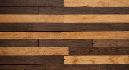 A wooden wall made with alternating horizontal dark and light planks