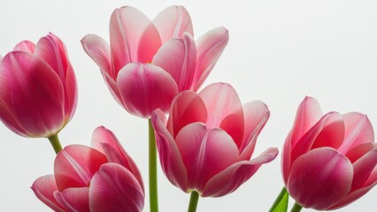 Obraz premium Pink tulips in a floral arrangement Soft lighting highlights blooming flowers Concepts include joy and celebration