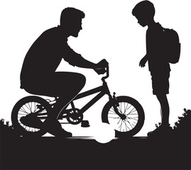 Obraz premium Father and Son Bicycle Silhouette Set