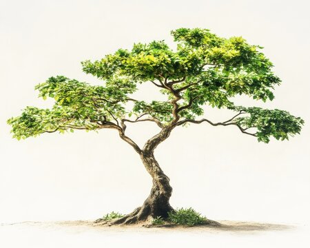 Banzai Tree. Aged and Green Nature Artwork of Banzai Plant in Garden