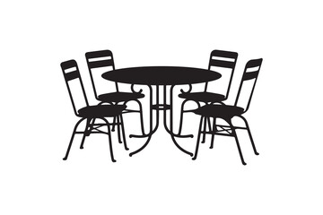 Table chair art silhouettes with white background