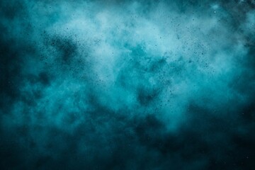 Obraz premium Deep Teal Cosmic Abstract Background. A mesmerizing blend of dark teal hues and scattered particles, evoking the vastness of space. Perfect for digital art or design projects.