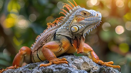 Fototapeta premium A Striking Iguana with Vibrant Colors