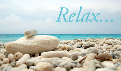 Relax inspirational quote beach