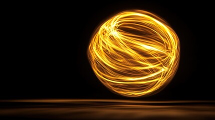 Glowing orb light painting on dark