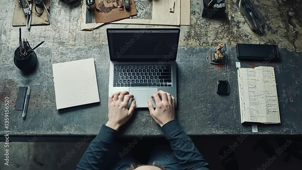 Poster exploring responsive design on various web devices in a workspace generative ai