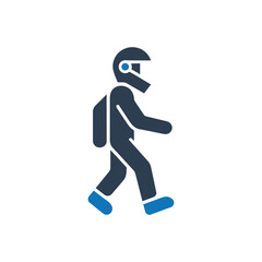Astronaut with Helmet Walking Icon