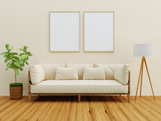 Serene Living Room with Sofa, Artwork, and Natural Light